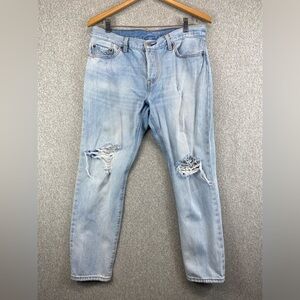Levi’s 501 premium jeans size 28 customized & tapered light distressed button
